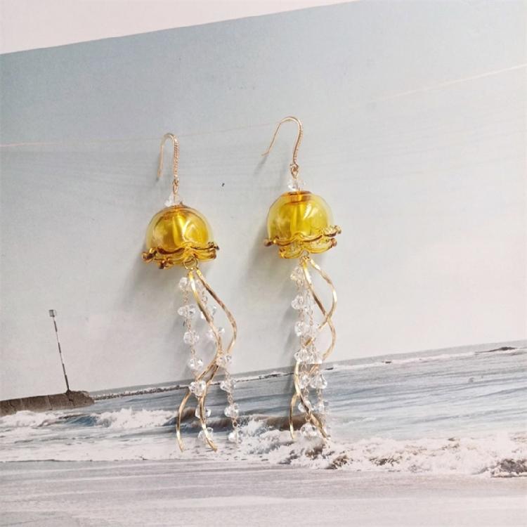 Trendy Watercolor Jellyfish Dangle Earrings Lightweight Acrylic Material Alloy Ear Pendant For Sensitive Skin