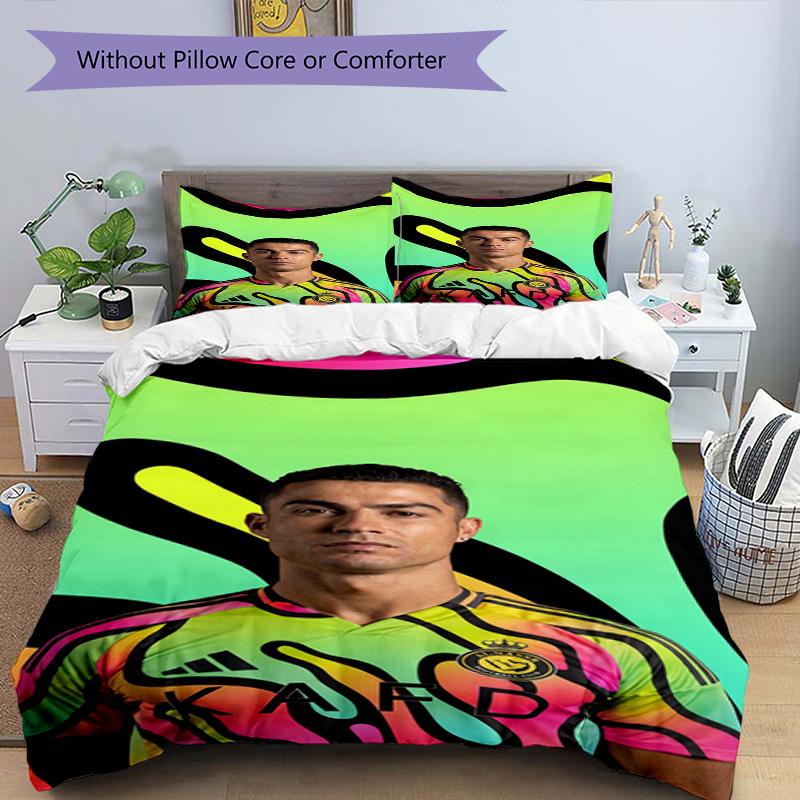 Ronaldo's Muscular Celebration Bedding Set, Breathable Duvet Cover with Pillowcases, Soft Bed Linen for Bedroom Home Decoration, Perfect Festival Birt