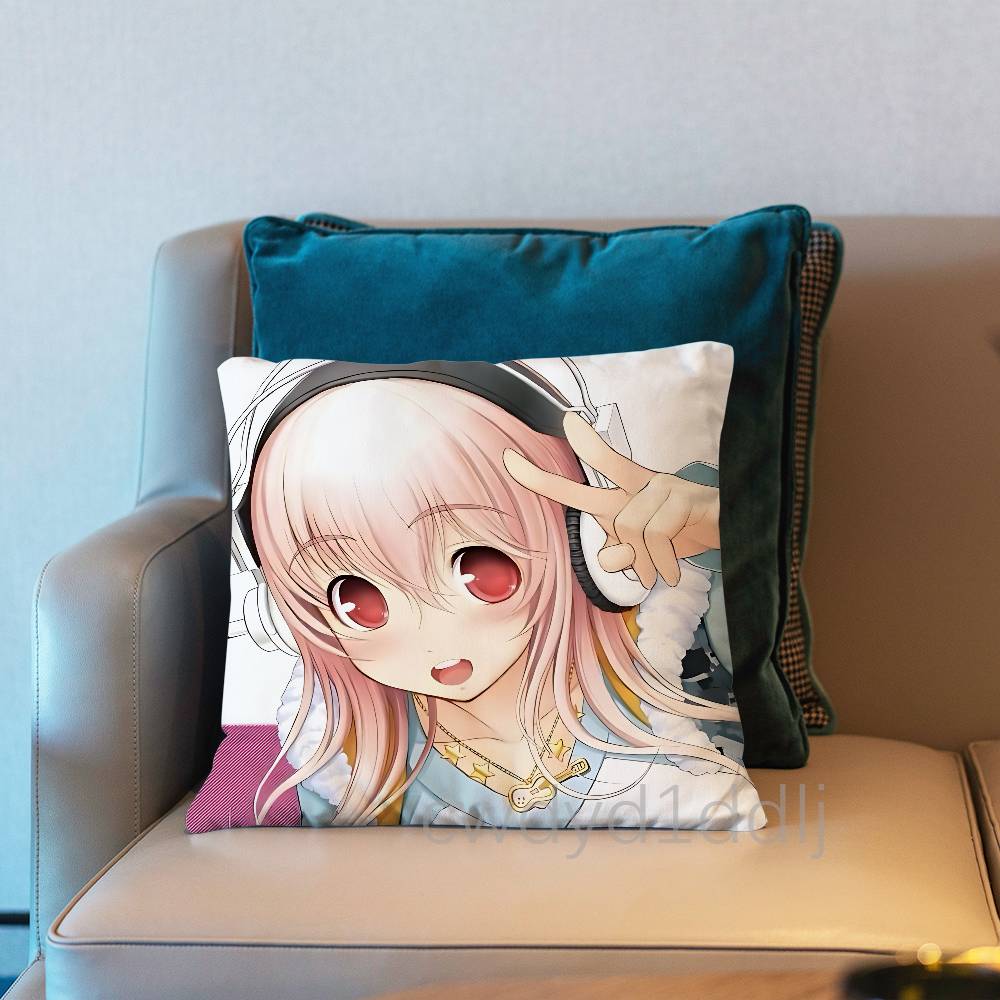 SSuper Sonico Anime Kissenbezug Kurzer Plüsch Sofa Dekorative Geschenk Home Doppelseitiger Druck Kissen