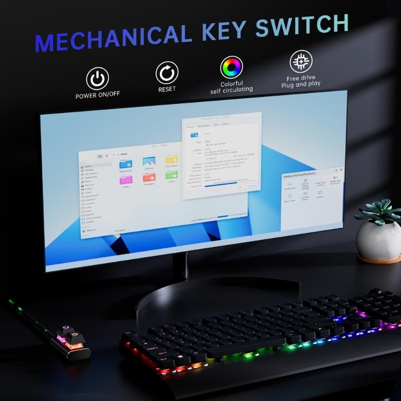 PC Extended External Power Switcher With LED Light And Mechanical Key Switches Easy Installation For Desktop Computer