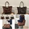 Luxurious Large Tote Bag For Women Stylish Plaid Design Perfect For Fall And Winter