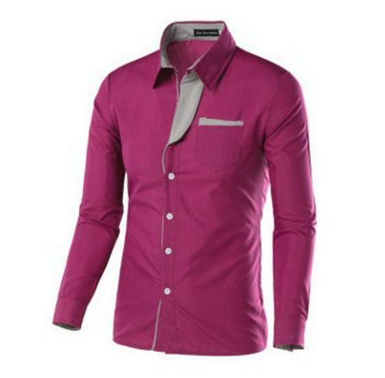 

New Men s Long-Sleeve Shirt - 2021 Spring/Summer Collection: European & American Style M красный/фиолетовый