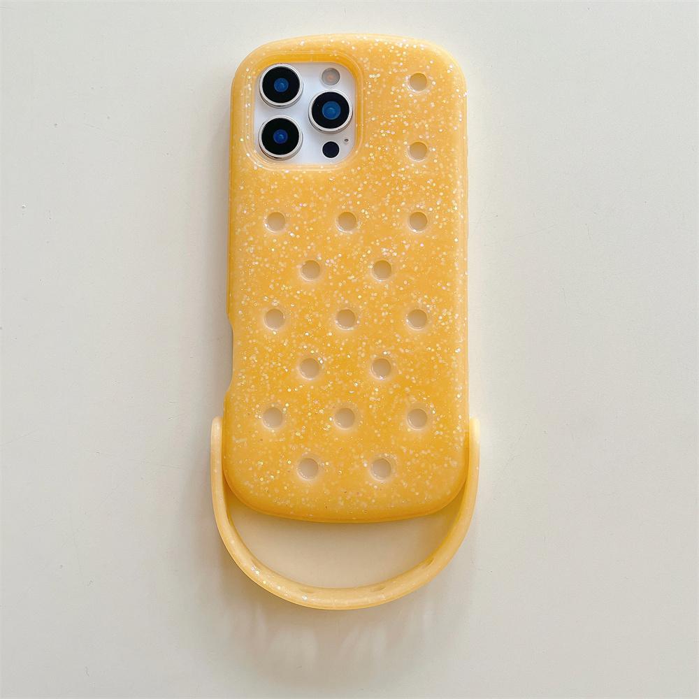 For Crocs Charms DIY Wrist Strap Holder Phone Case For iPhone 17 16 15 14 Pro Max Air 13 Solid Color Soft Silicone Back Cover