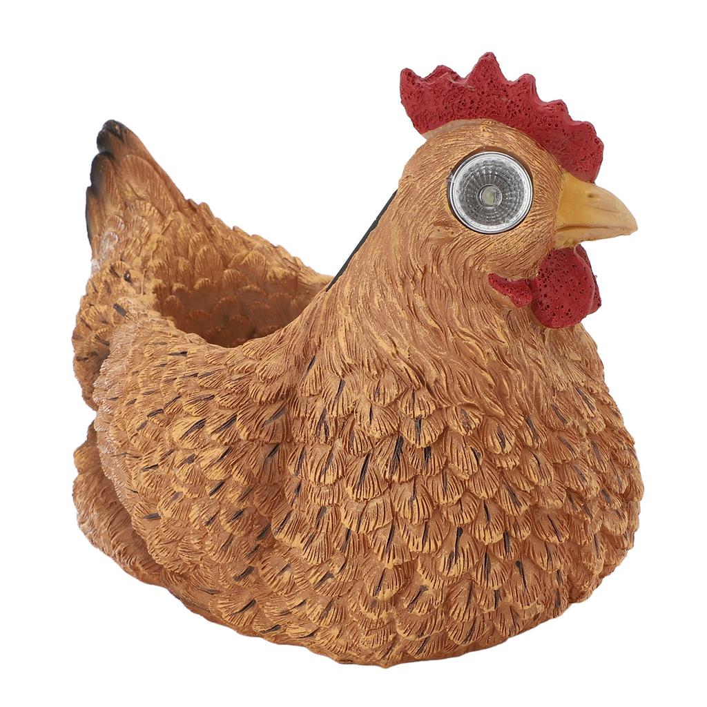 Flower Pot Hen Shape Resin Succulent Pot with Auto Light Sensing Solar Light for Outdoor Garden