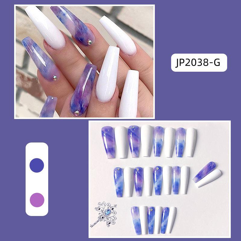 Long T-Point Diamond Jelly Glue False Nails - Press-On Nail Art Tips