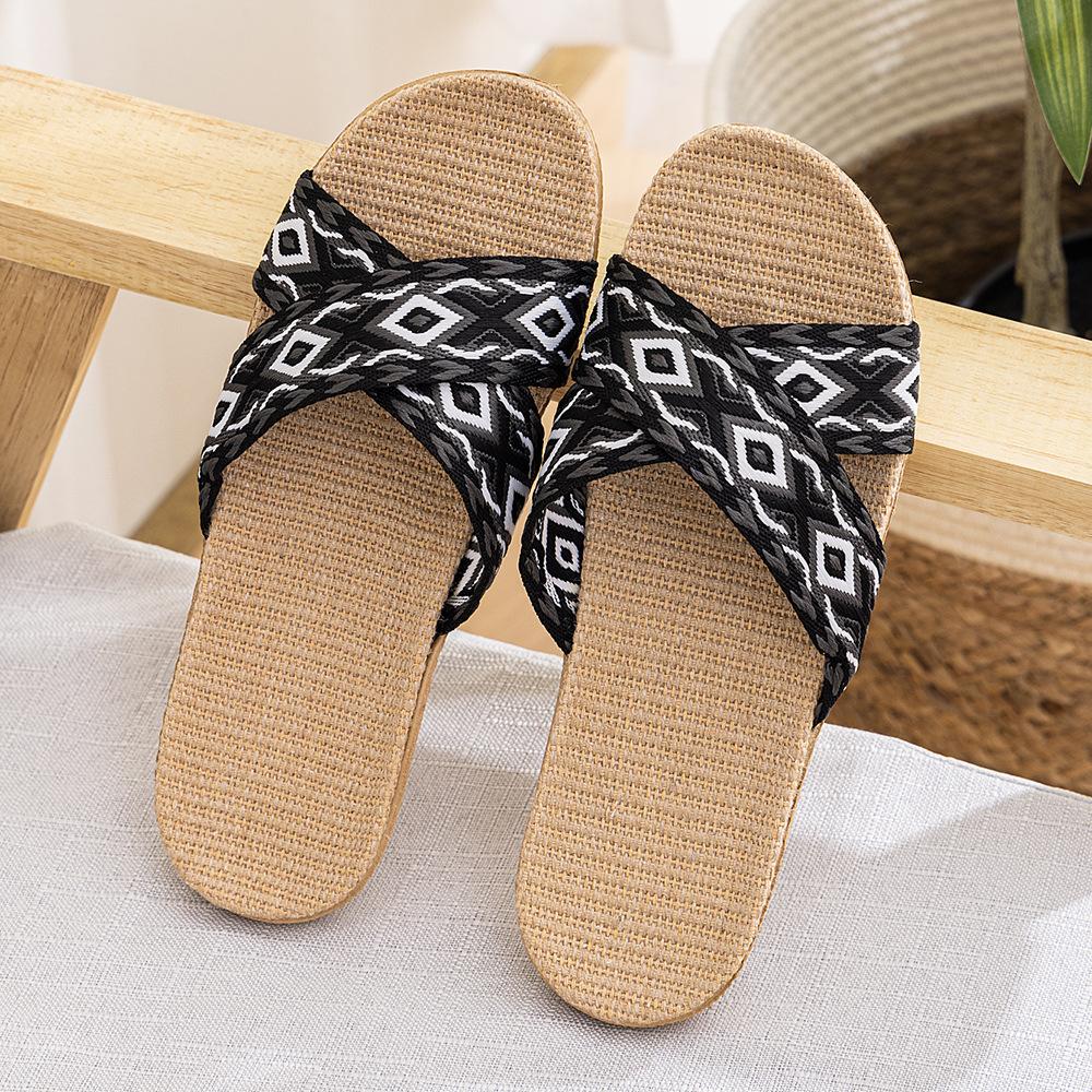 Four Seasons Women's Linen Deodorant Anti-slip Indoor/Outdoor Silent Slippers