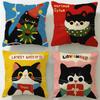Classic Cartoon Cartoon Cat Cushion Cover Soft  EasyWash Pillow Case  Versatile for Couch Bed Travel and Office