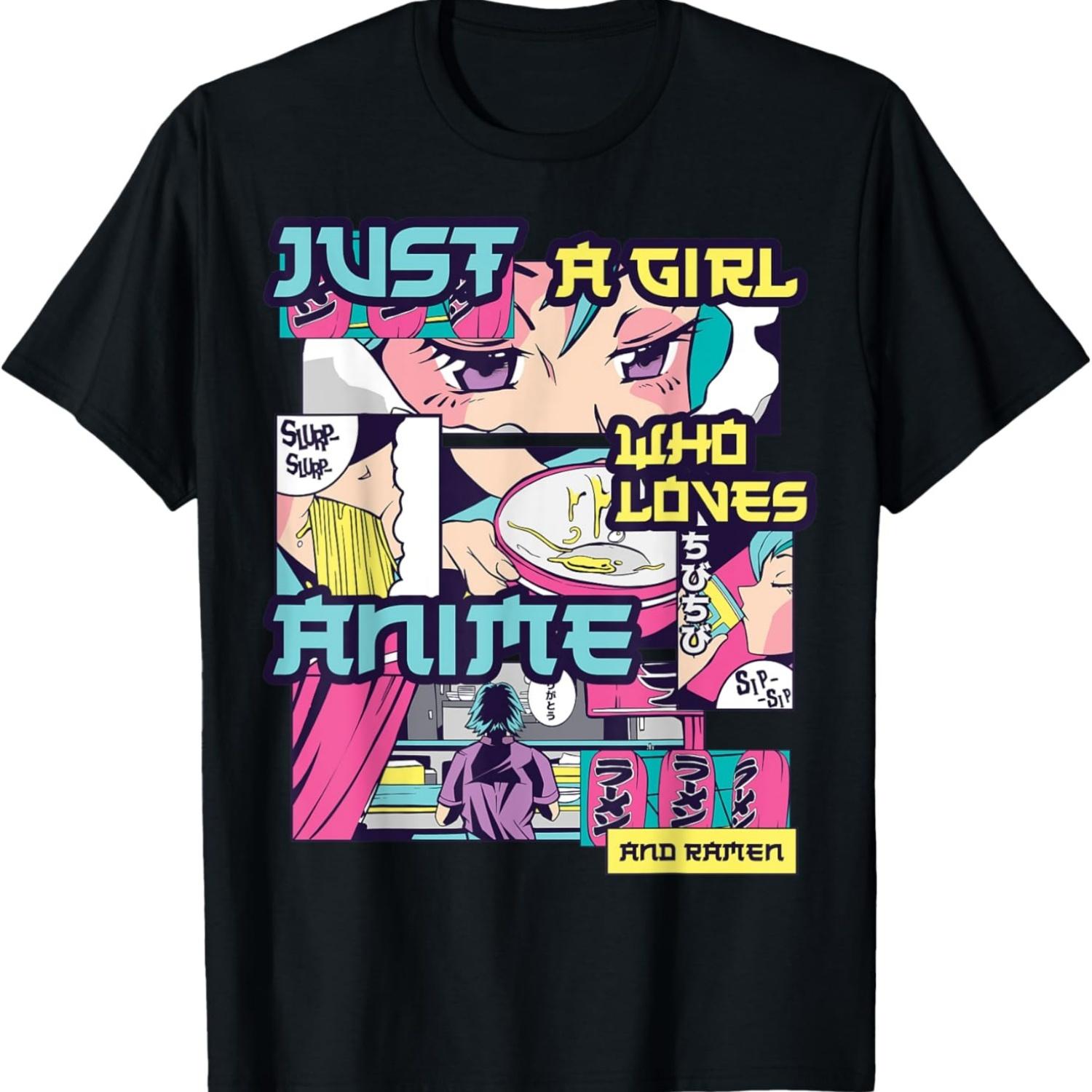 Just a girl who loves anime and ramen T-Shirt S чёрный