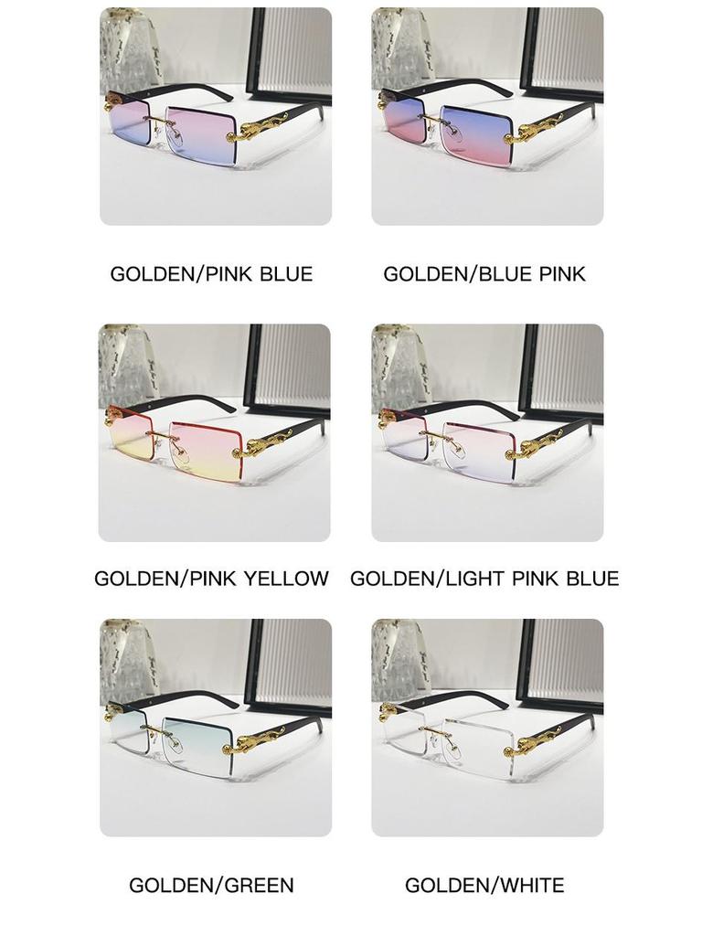 2024 Frameless Leopard Print Square Sunglasses – European & American Style