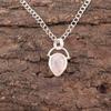 Pear Rose Quartz Gemstone Sterling Silver Boho Unique Best Sisters Gift Pendant PP-56-23