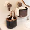 Bucket Wall Mounted Suction Cup Design Large Capacity Wastebasket with Wood Grain