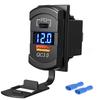 12V USB Rocker Switch Outlet 18W QC3.0 USB-A & 36W PD USB-C Port Charger Socket with LED Voltmeter Waterproof for Car Truck Boat