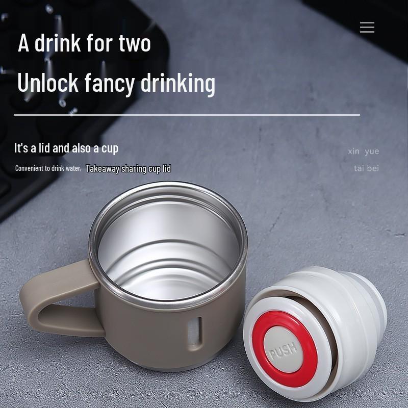 High-Capacity Insulated Stainless Steel Cup with 3 Lids - Children's Premium Gift