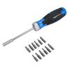 Amazon Basics Magnetic Ratchet Screwdriver 12-in-1 (Set of 12), Blue, Black