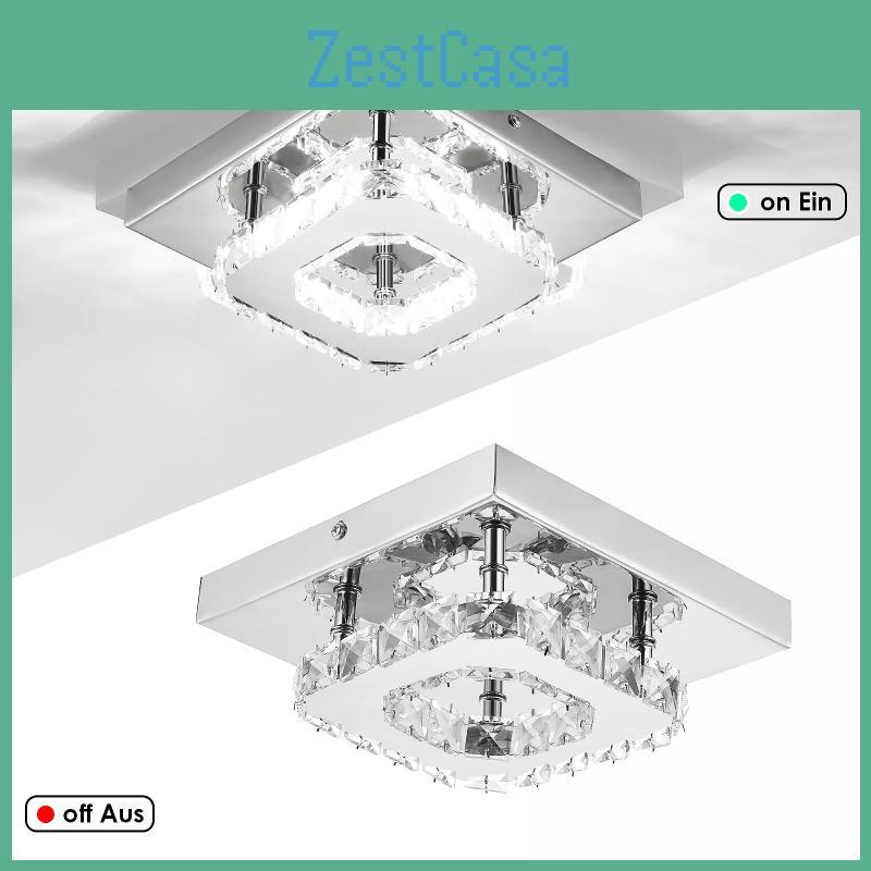 Elegant Square Crystal Led Ceiling Light Modern Minimalist Design For Living Room