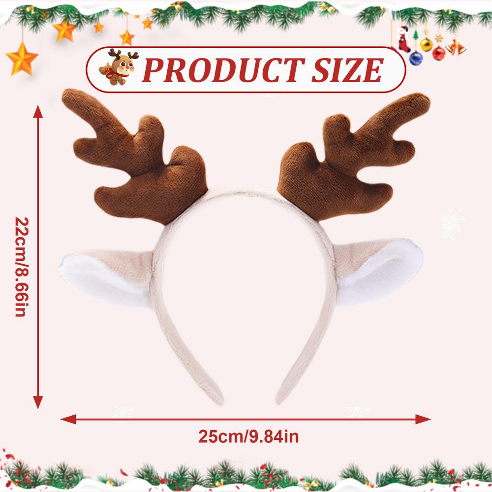 Plush Antler Headband Animal Ears Headwear Adorable Antlers Headpiece Headdress For Halloween Cosplay Costume Accessories