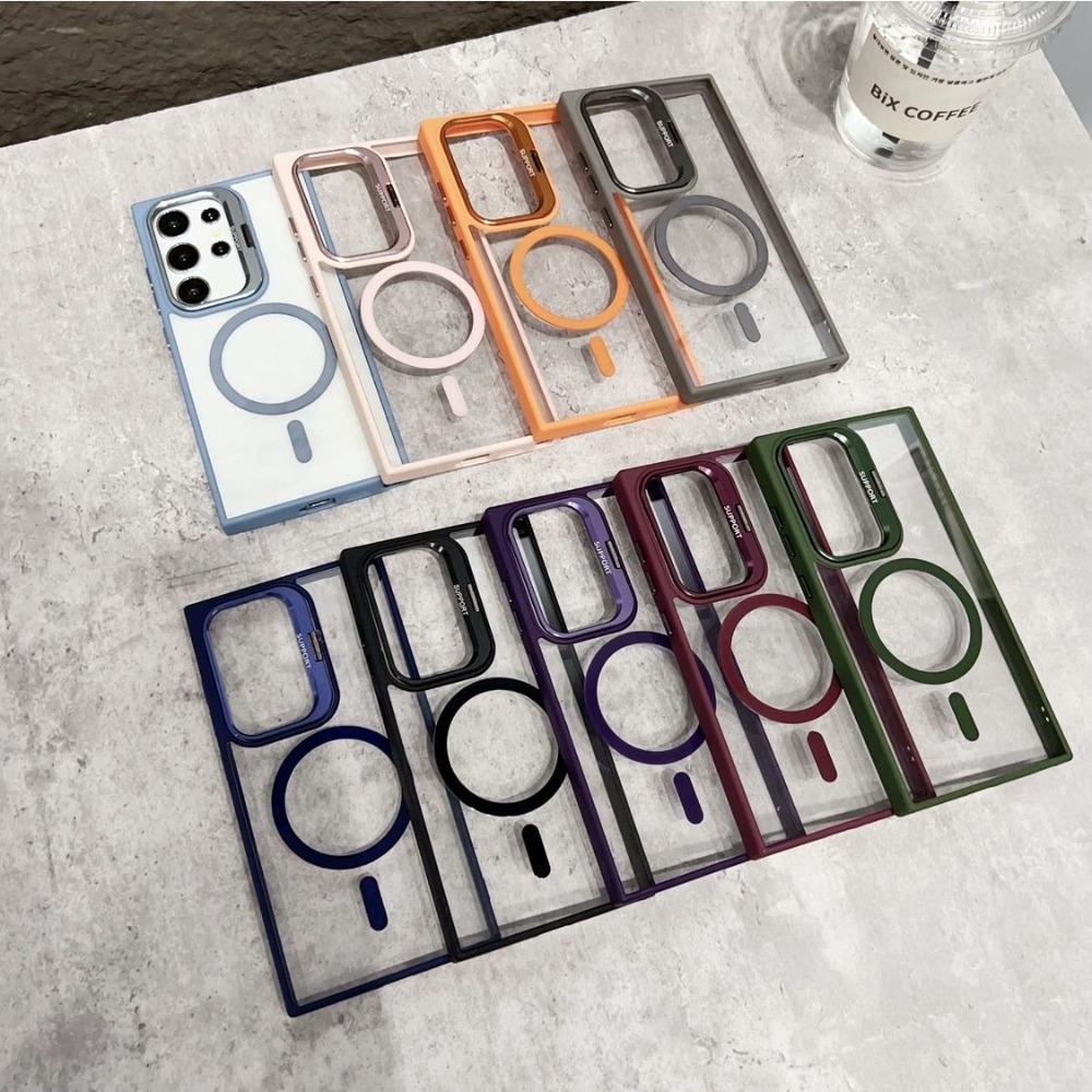 For Magsafe Hidden Holder Clear Case For Samsung Galaxy S26 S25 S24 Ultra Plus S23 FE Shockproof Magnetic Wirelesss Charge Cover