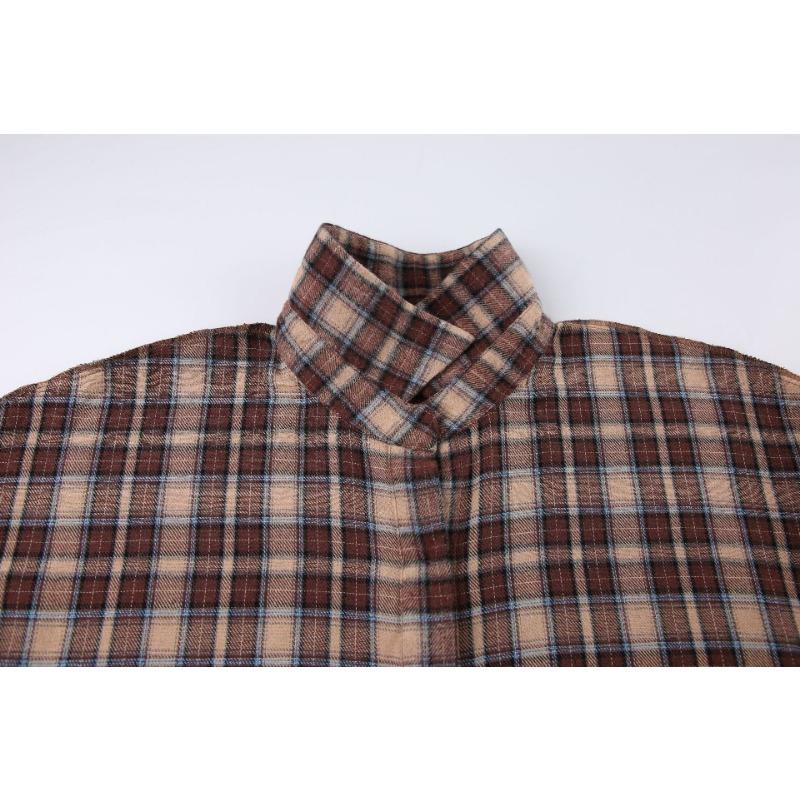Spring New Retro Plaid Shirt Women's Long Design Fashionable Loose Top