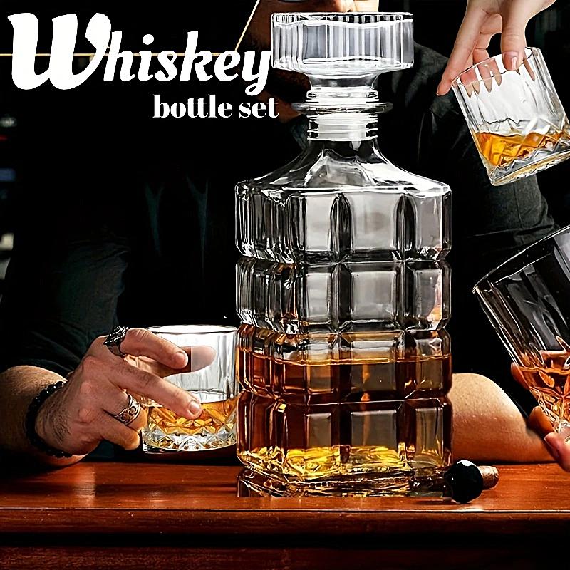 Set Decanter e Bicchieri da Vino da 3/6 Pezzi Bicchieri a Doppia Parete per Whisky Brandy Scotch Bourbon Vodka Regalo Perfetto per Uomini Accessori da Cucina Accessori da Bar