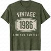 Vintage 1986 Limited Edition Summer Men TShirt Classic Retro Casual Wear for Birthday Gift Party Graphic T Shirts Men Clothing