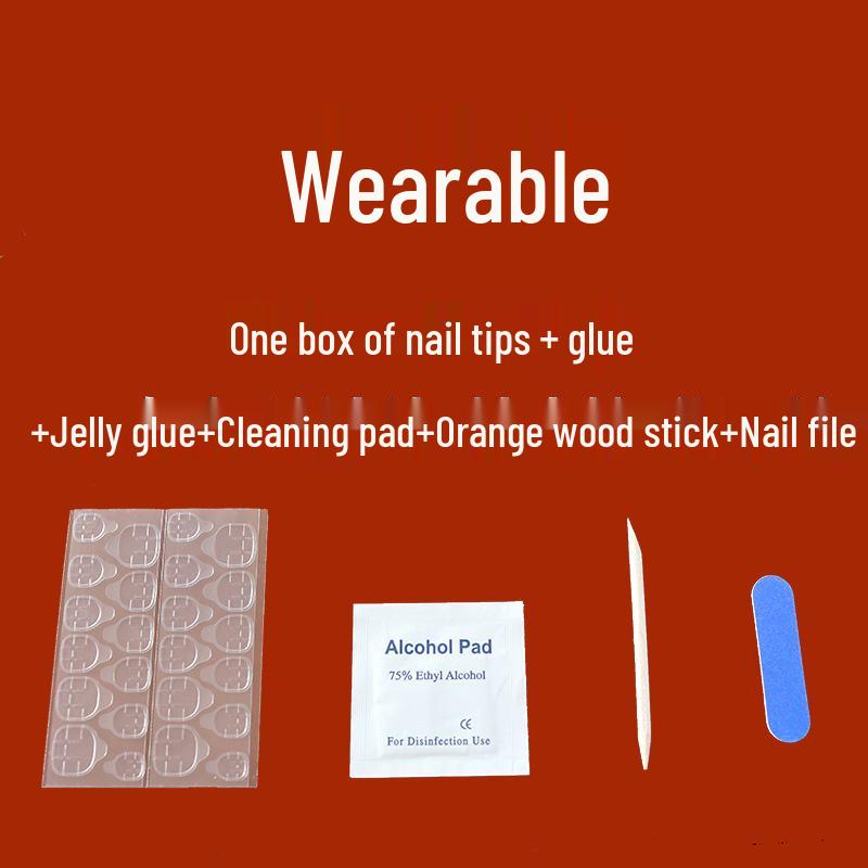 Fresh & Gentle Style Short Glitter Fake Nail Tips - Removable & Wearable