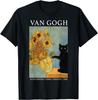 Van Gogh Gatto Nero Con Girasoli Divertente Gatto Maglietta Uomo Donna Magliette Top Unisex Maglietta Uomo Donna Magliette Top