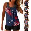 Women’s Sleeveless Tank Top and Shorts Set with Printed Flag and Pattern for Casual Summer Wear