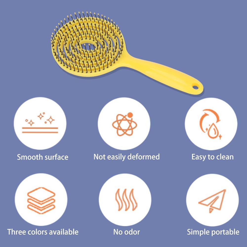 Round Head Hair Straightening Comb Super Soft Glides Vented Detangling Hair Brush  For Men Women