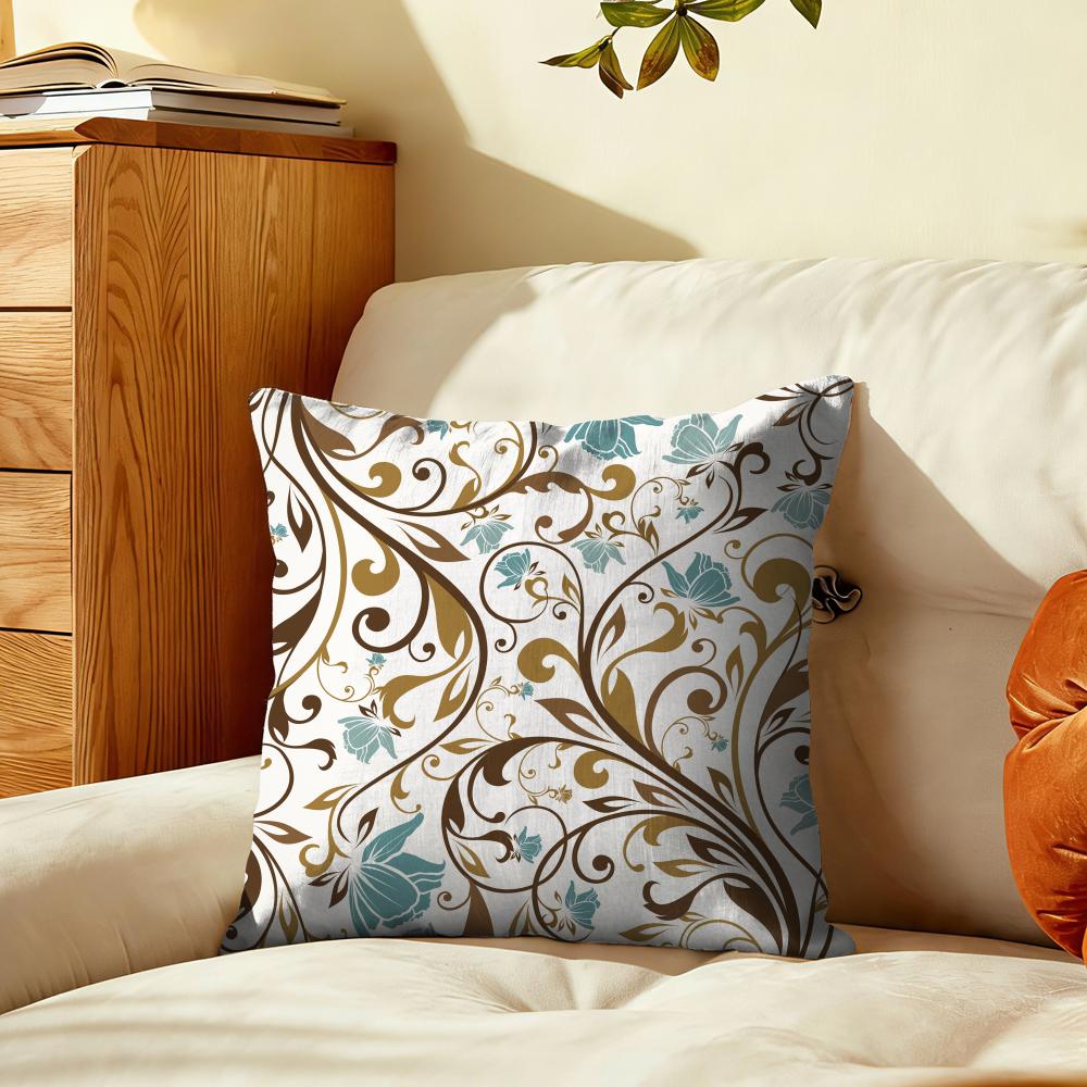 Curve Floral Pattern Cushion Cover Plush Fabric Soft DoubleSided Printed Sofa Warm Winter Home Gift Pillow Cover