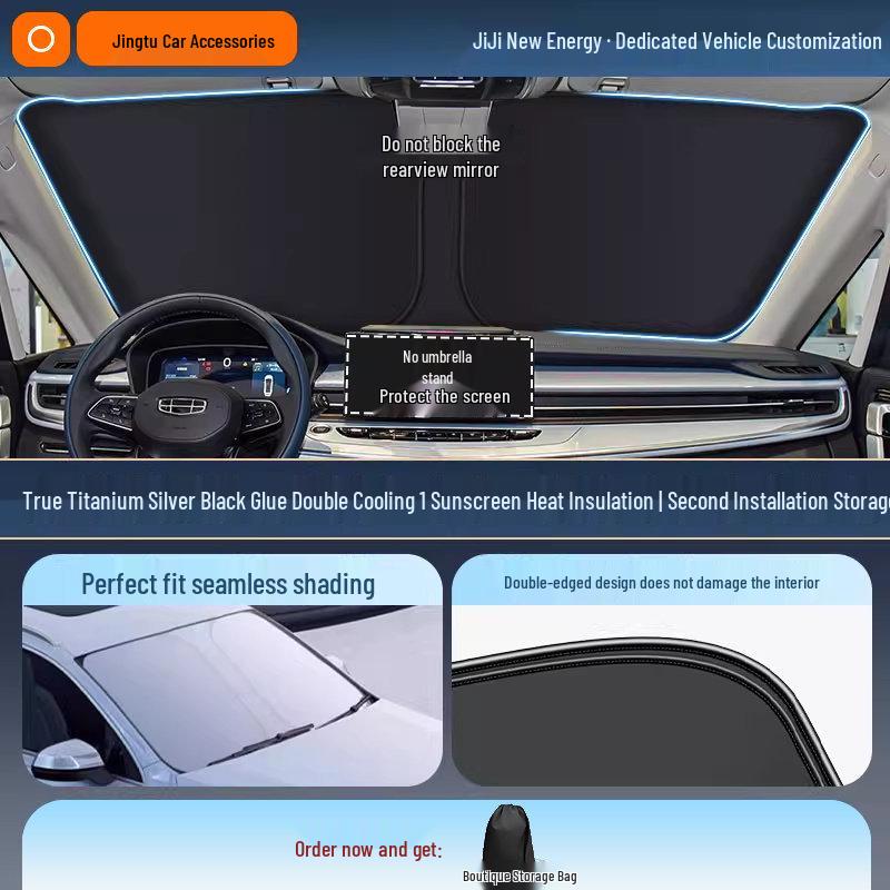 

Geely Car Sunshade: Heat-Insulation Windshield Curtain for 25 Models, including Xingyue L, Xingyuan, Xingrui, Emgrand, Boyue L, and Panda MINI.