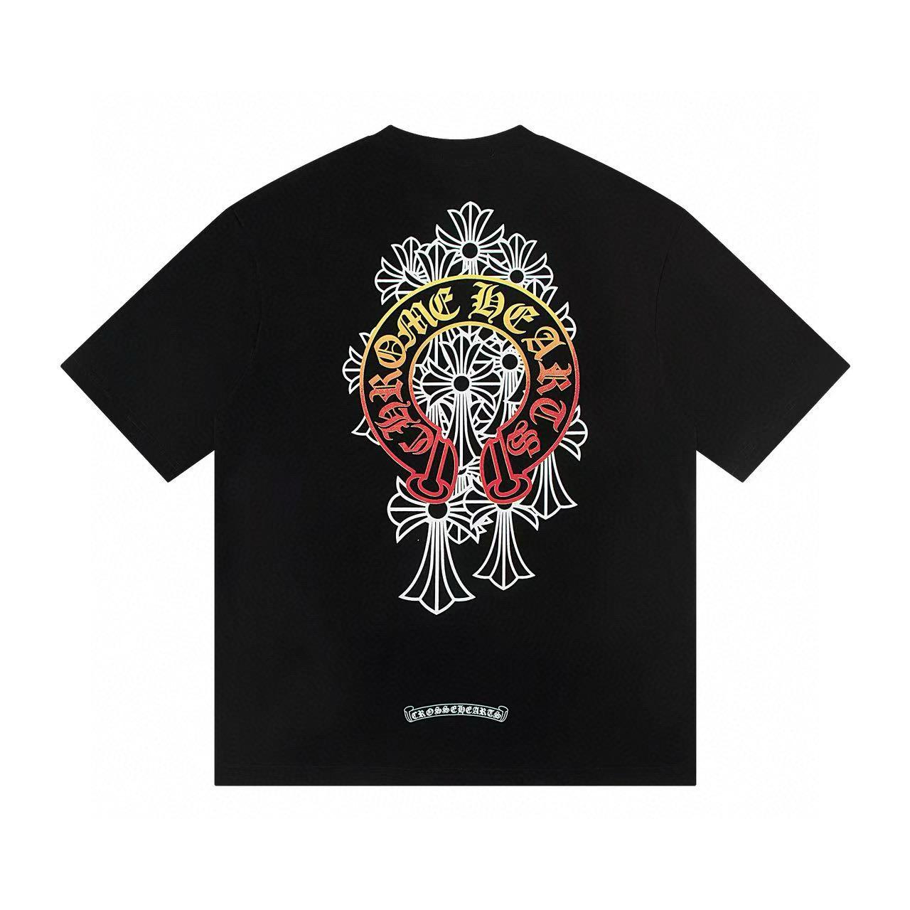 

W351 ХРОМІЗОВАНІ СЕРДЕЧКА 2025 Літня нова високоякісна бавовняна футболка вільного крою великого розміру для чоловіків та жінок, футболка для пар M чорний