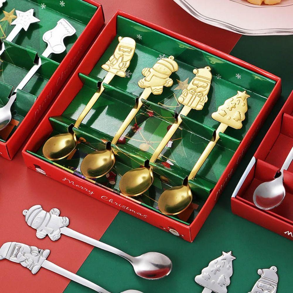 Vánoční dekorace na stromeček Vánoční dárek Glod Spoon Vidlička Set Kreslená vidlička na losy