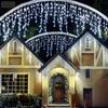 Solar Powered Icicle LED Lights Weatherproof Christmas String Lights Uses for Fence Tree Eaves Decor