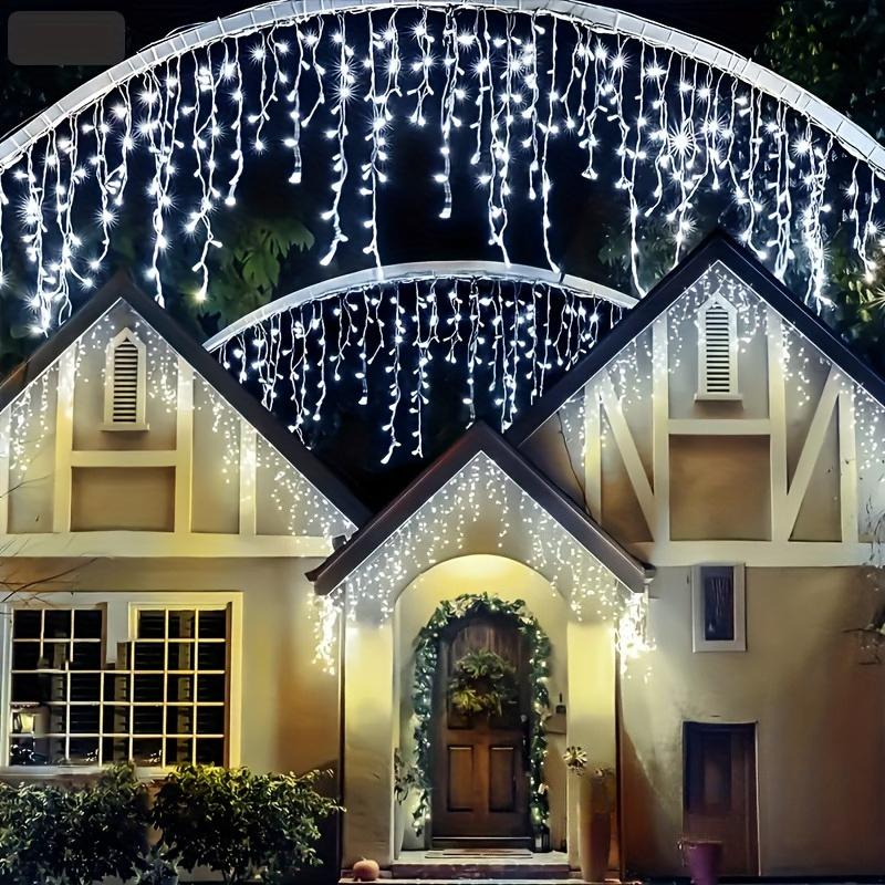 Solar Powered Icicle LED Lights Weatherproof Christmas String Lights Uses for Fence Tree Eaves Decor