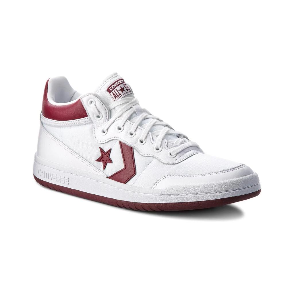 New Converse Slip Resistant Abrasion Resistant Mid top Skateboard Shoes Unisex White Red 157721C