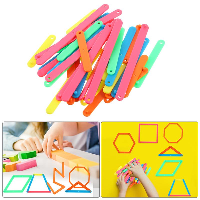 10/20/50 Stück Bunte ineinandergreifende Polygonstäbe Polygone Winkel Lernstäbe Montessori Mathe Lernspielzeug Kleinkind Geschenke