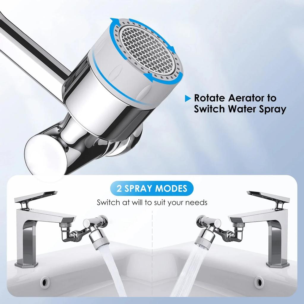 1080° Rotary Universal Faucet - Lengthened Nozzle, Kitchen Mechanical Arm Faucet Converter, Lengthened Blender Inflator Bubble