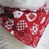Cat Triangle Bib Cute Japanese Style Adjustable Mohair Pet Triangle Scarf for New Year Red XS