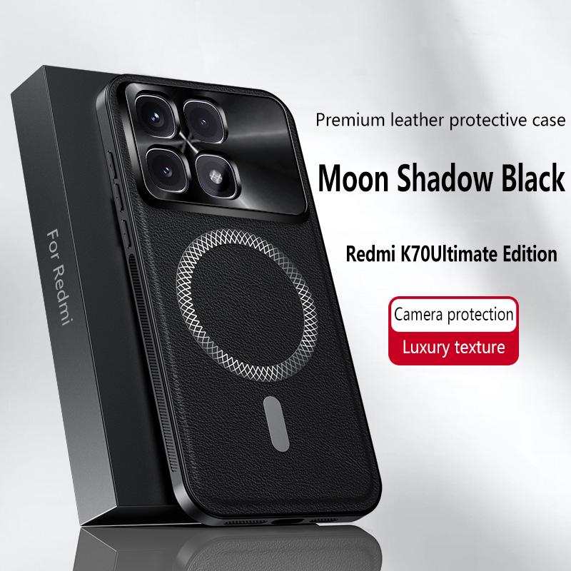 For Redmi K70 Ultimate Edition Case Magnetic Elegant Leather Wear-Resistant Lens Fully Covered Non-Slip Grip Edge Cover Shell