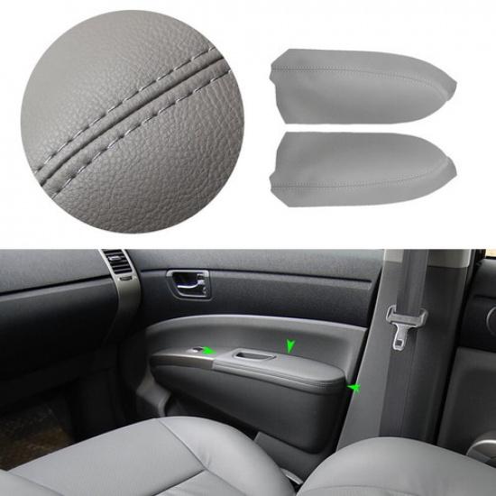 For Toyota Prius 2004-2009 2*Front Grey Leather Inner Door Panel Armrest Cover
