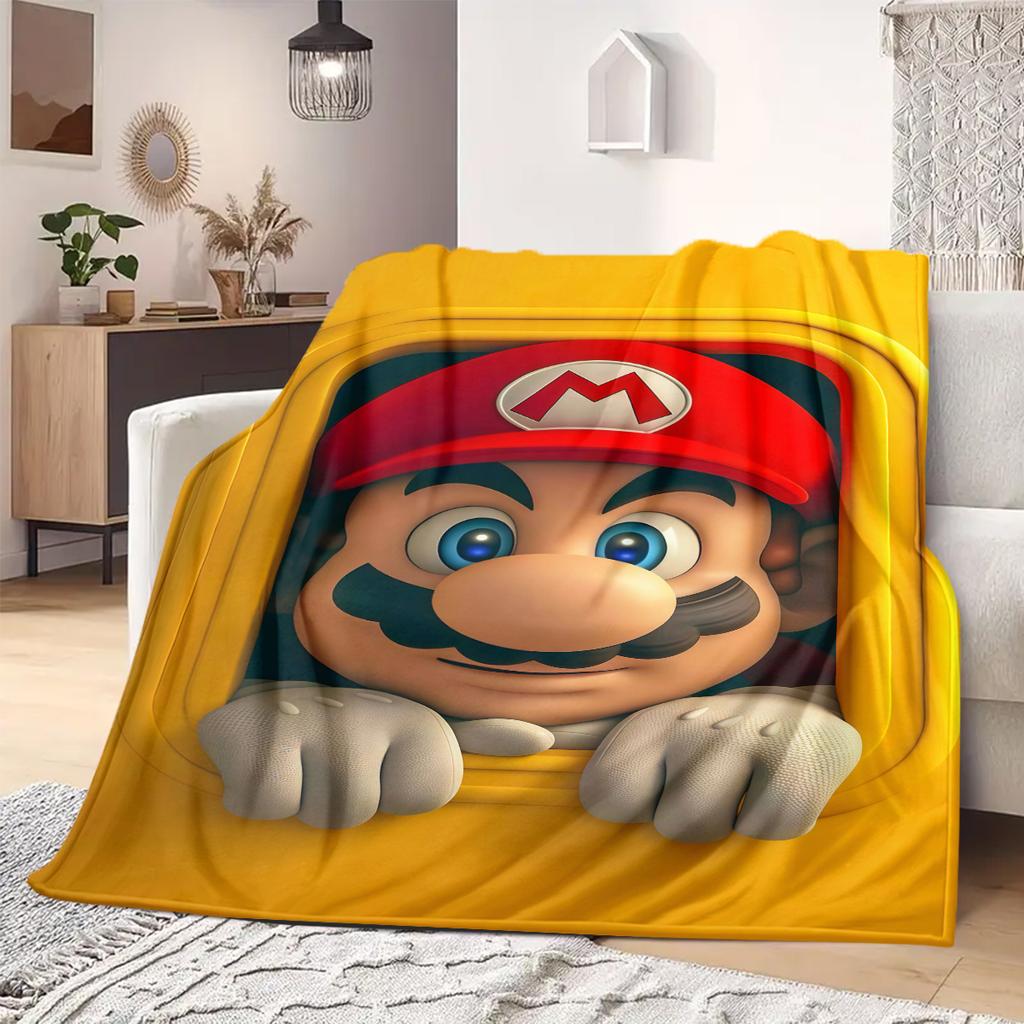 Mario Anime Print Blanket Warm  Comfortable Flannel Blanket Suitable for Bedrooms, Sofas, Beds, Chairs, Picnics, Travel
