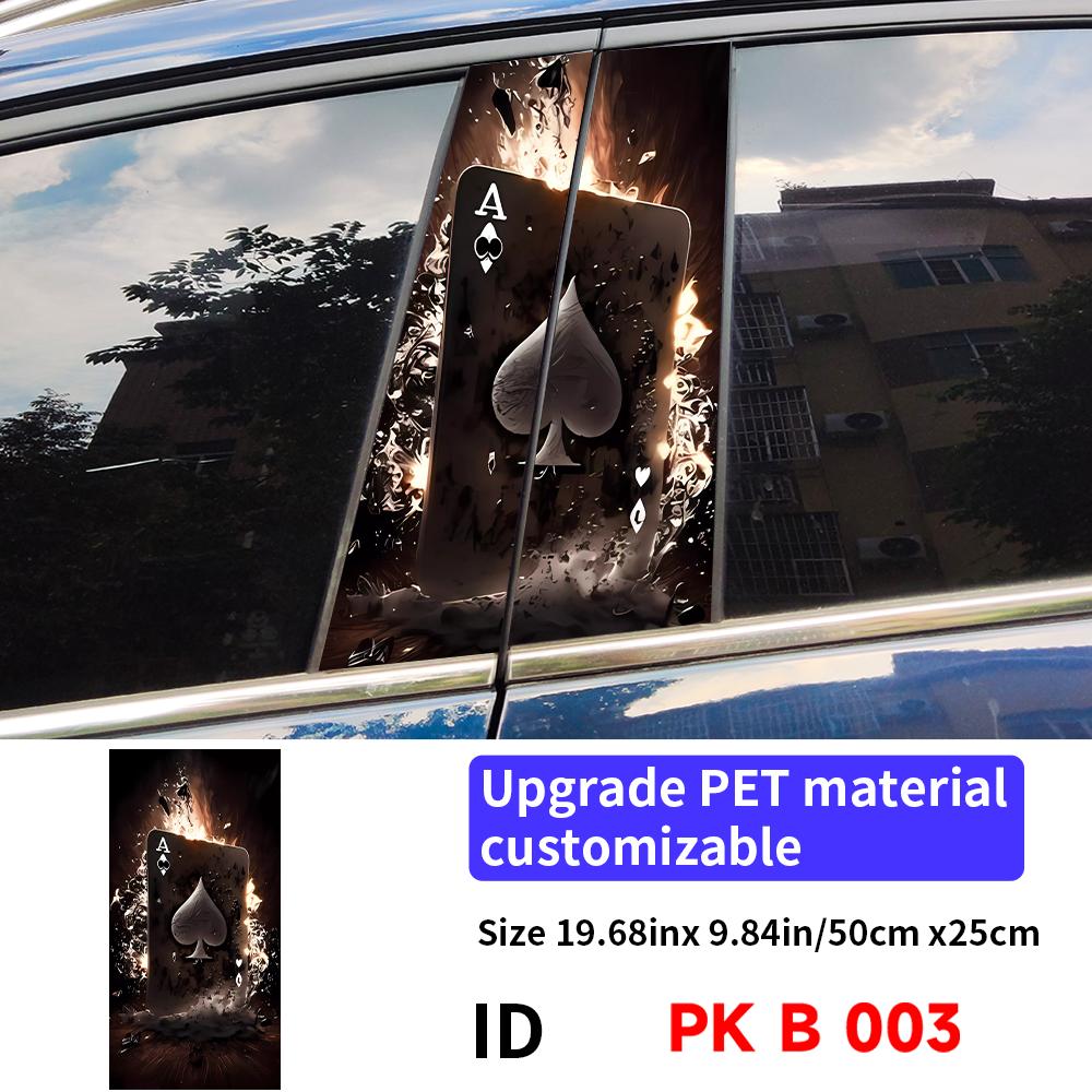 Poker Car Stickers Car B-pillar Decal Waterproof Stickers Auto Center Pillar Sticker Cover Scratches Vehicle Decor Accessories