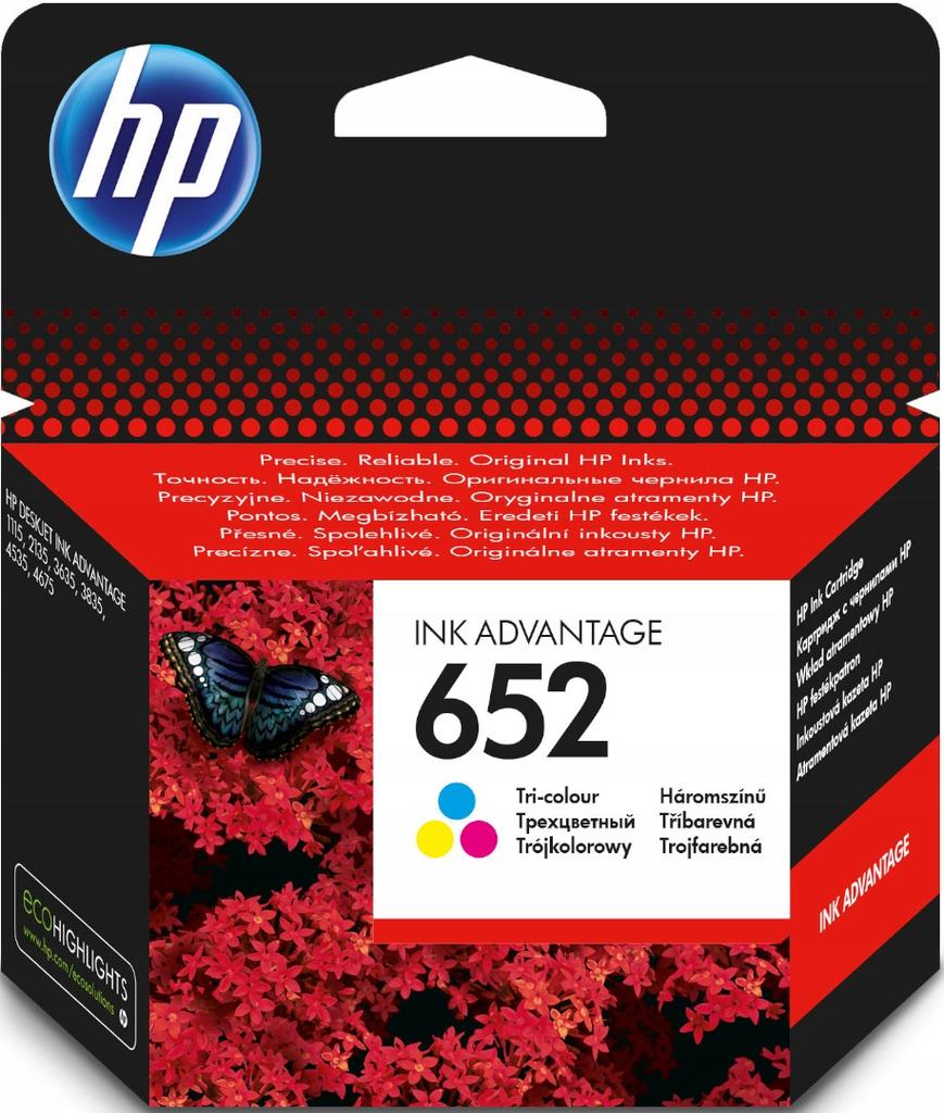 Hp 652 Ink Cartridge Set Black F6v25ae + Color F6v24ae
