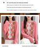 Vintage Argyle Wool Knit Sweater for Women - Slimming, Warm, Anti-Aging, Long Sleeve, Round Neck
