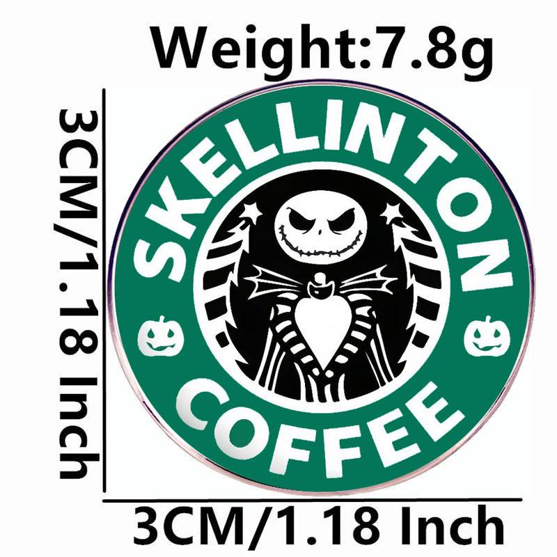 Christmas Eve Jack Coffee Brooch: Classic Anime Metal Pin Badge