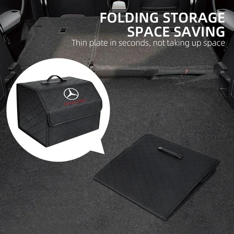 PU Leather Car Trunk Storage Box Automobile Stowing Tidying Box For Mercedes Benz C180 C200 C260 C300 W108 W124  W168 CLA GLA