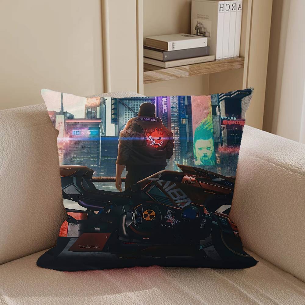 Game Cyberpunk 2077 Maple Design Cushion Cover Happy Autumn Harvest Decor Holiday Decorati Pillow Cover