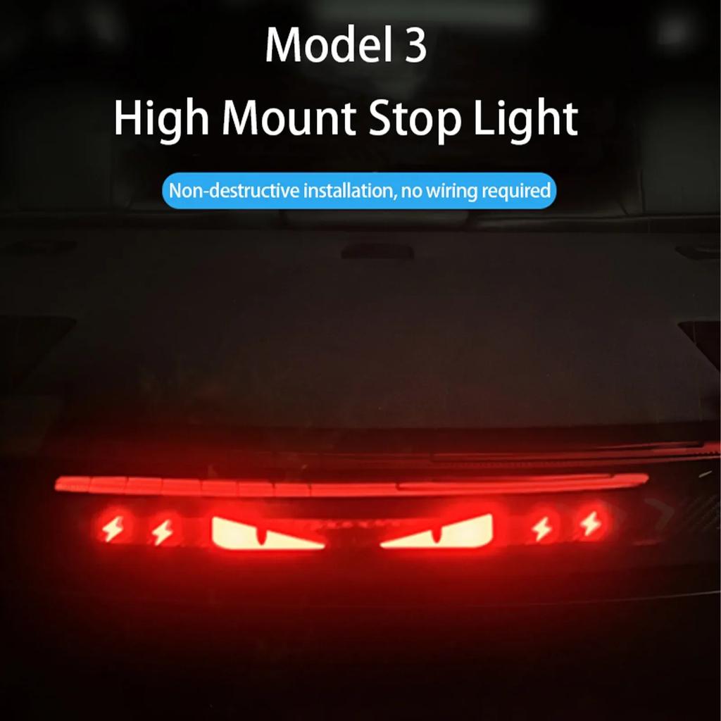Glow-in-the-dark Stickers Halloween Accepts Custom Stickers Tesla Model 3 Y High Brake Acrylic Projection Panel Top Taillight