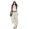 Trendy Summer Vintage High Waist Draped Wide Leg Straight Denim Cropped Capri Pants Versatile Slimming Classic Daily Pants