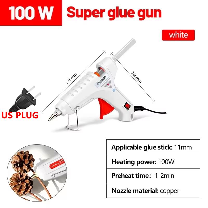 100W Hot Melt Glue Gun DIY Mini Household Industrial Guns Electric Repair Tool Use 11mm Glue  US plug Ships randomly  by style